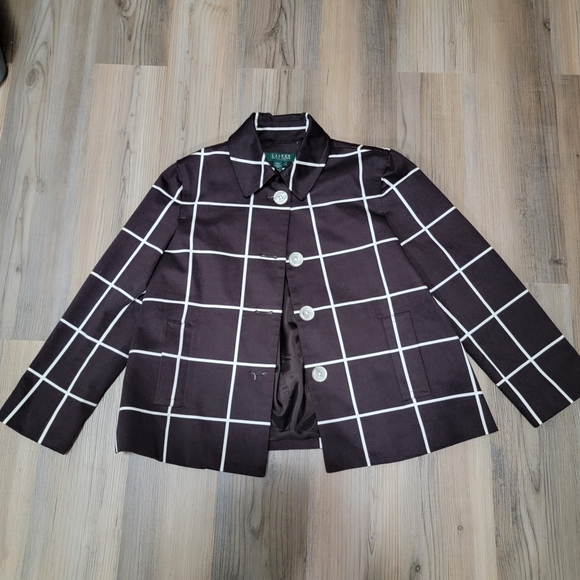 Lauren Ralph Lauren Jackets & Blazers - Lauren Ralph Lauren Brown Jacket/Blazer with White Line Petite Medium Lined
